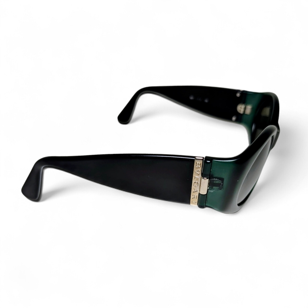 Bulgari Vintage Black and Green Diva Sunglasses
